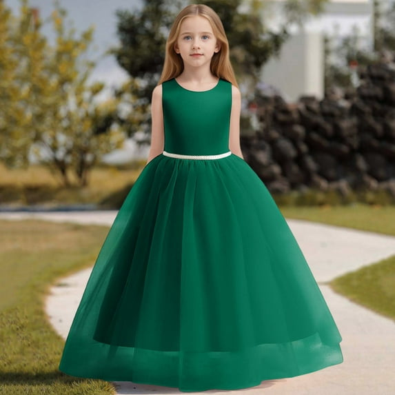 Kids Dress for Girls Short Sleeves Green Girls Fall Dresses Birthday Dress for Girl Christmas Outfit 10-12 year