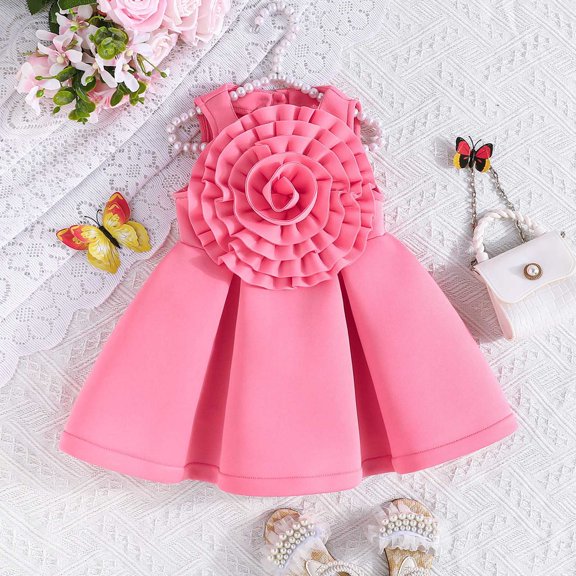 Kids Dress for Girls Short Sleeves Pink Dress Girls Fall Dresses Pageant Dresses for Girls Christmas Dress 4-5 Years