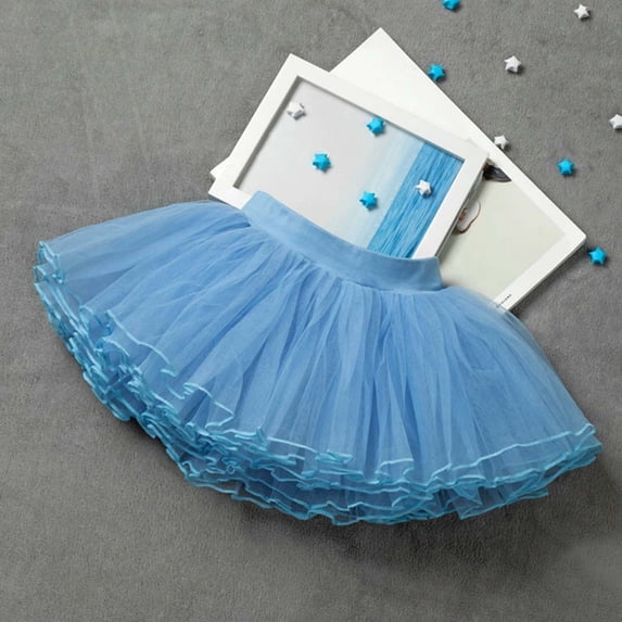 Kids Dress up Sky Blue Tutu Fairy Dress Girls Birthday Skirt Ballet Outfit for Girls 6-7 Years Children's Day Skirt Girls