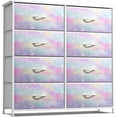 thumbnail image 1 of Kids Dresser with 8 Drawers - Storage Chest Organizer Unit Nightstand - Steel Frame, Wood Top, Tie-Dye Fabric Bins for Clothes - Wide Furniture for Bedroom, Hallway, Nursery, Closet, Apartment, 1 of 12