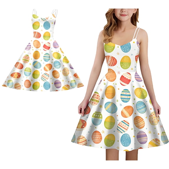 Kids Dresses For Girls Easter Dress Crew Neck Tank Tops Teen Girl Summer Dresses Girls Easter Dresses Size 7-8 Years