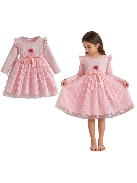 Kids Dresses For Girls Kids Easter Dress Crew Neck Sleeveless Summer Dresses For Teens Girls Dresses Size 3-4 Years