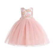 Kids Dresses Sleeveless Pink Shaggy Floral Princess Mesh Flowers Pengpeng Catwalk Dress