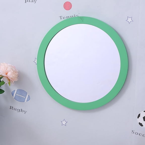 Kids Dressing Mirror Round - 40x40cm Colorful Flower Bear Girl Bathroom Decorative Mirror,Wall-mounted Mirror for Kindergarten,kids Hospital,Round-Green$$Electronics Accessories