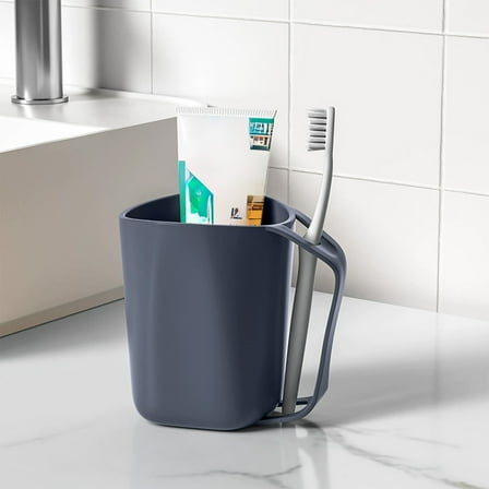 Kids Drinking Cup with Built-in Toothbrush Holder | 45° Drain Design for Easy Drying | Modern Scandinavian Style Bathroom Cup for Children & Families | 1-Piece Set in Assorted Colors