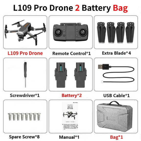 Kids Drone - L109PRO GPS Drone 4K Quadcopter 5G WiFi FPV HD ESC Camera Brushless Helicopter