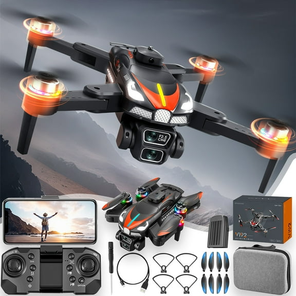 Kids Drones for Age 8-12 Boys, Drone With ESC HD Camera Brushless Motor Remote Control Obstacle Avoidance And Cool Light 2.4G RC Quadcopter Altitude Hold 50x Zooming