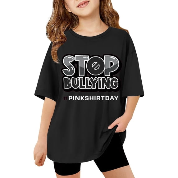 Kids Drop Shoulder Print Short Sleeve T Shirt Top for 3-14 Years Kids T-Shirts for Girls Fashionable Graphic Shirts for Tween Trendy Clothes