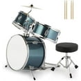 thumbnail image 1 of Kids Drum Set, 3-Pieces Junior Beginner Drum Kit with Adjustable Throne Stool, Bass Drum Pedal and 2 Drumsticks, 14 Inch Drum Musical Instruments with Cymbal, Tom and Snare Drum, Sky Blue, 1 of 7
