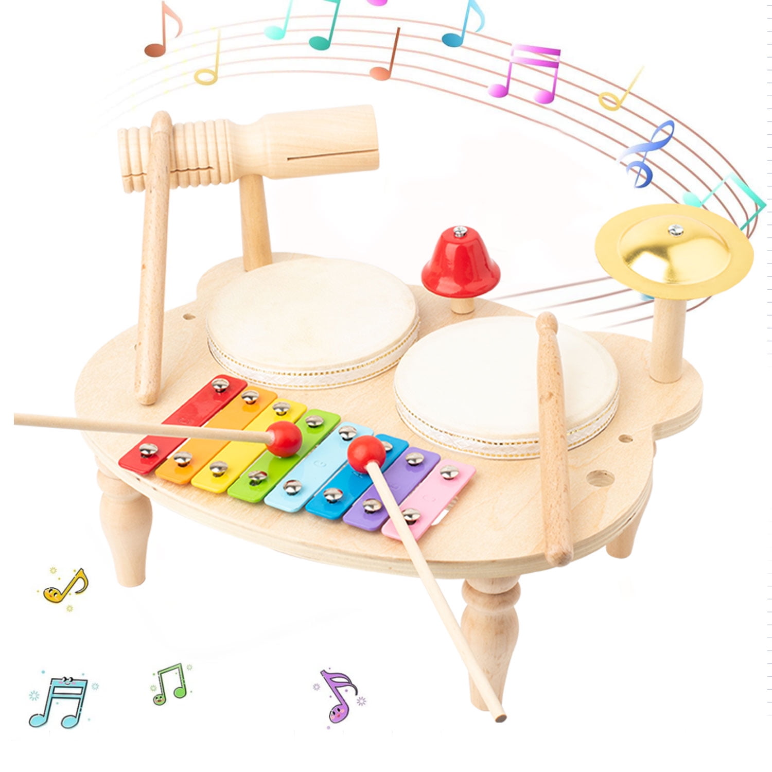 Kids Drum Set, Baby Musical Instruments Toys for Toddlers, Wooden