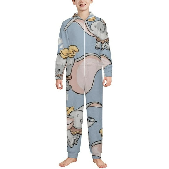 Kids Dum-b Onesie Pajamas Zip Up One Piece Hooded Sleepwear Fleece Jumpsuits for Boys Girls