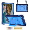 thumbnail image 1 of Kids Durable Handle Case for Samsung Galaxy Tab A9+ 11.0" 2023 SM-X210/SM-X215/SM-X216, Silicone PC Heavy Duty Protection 360 Rotating Ring Stand/Adjustable Shoulder Strap for Tab A9+, Navy/Blue, 1 of 8
