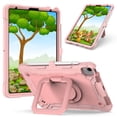 thumbnail image 1 of Kids Durable Handle Case for iPad Air 5th/4th Gen 10.9 inch, Silicone PC Heavy Duty Protection [360 Rotating Ring Stand/Adjustable Shoulder Strap] Tablet Case Cover for iPad Air 5th/4th,Rosegold, 1 of 8