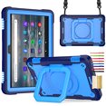 thumbnail image 1 of Kids Durable Handle Tablet Case for Amazon Kindle Fire HD8/HD8 Plus 2024/2022/2020, Silicone PC Heavy Duty Protection [360 Rotating Ring Stand/Adjustable Shoulder Strap], Navy/Blue, 1 of 8