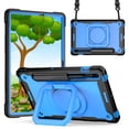 thumbnail image 1 of Kids Durable Handle Tablet Case for Samsung Galaxy Tab S8 2022, Silicone PC Heavy Duty Protection [360 Rotating Ring Stand/Adjustable Shoulder Strap] for Tab S7 2020 11 inch,Black+Blue, 1 of 8