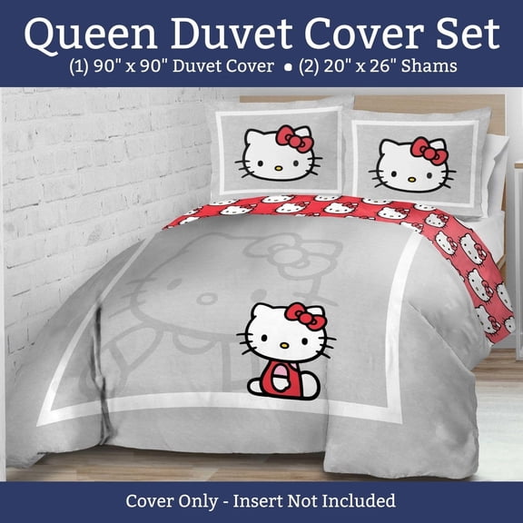 Kids Duvet Cover Set – 3 Piece Super Soft Bedding with Sham Pillowcase, Cover ONLY Comforter Not Included, Grey -