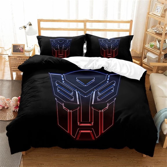 Kids Duvet Cover Set 3 Pieces Bumblebee Optimus Prime Bedding Set Twin Size Bedroom Lightweight Quilt Cover for All Season