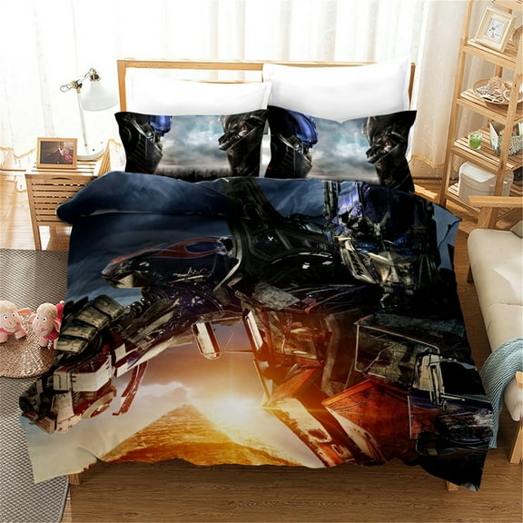 Kids Duvet Cover Set Bumblebee Optimus Prime Quilt Cover Bedroom Decor Light-Weight Bedding Duvet Cover for All Season