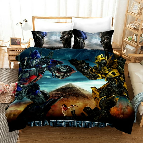 Kids Duvet Cover Set Bumblebee Optimus Prime Quilt Cover Bedroom Decor Light-Weight Bedding Duvet Cover for All Season