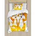 thumbnail image 1 of Animal Duvet Cover Set, Cartoon Style Cat and Dog in Bathtub Together with Bubbles Water Splash, Decorative 2 Piece Bedding Set with 1 Pillow Shams, Twin Size, Yellow Brown Blue, by Ambesonne, 1 of 3