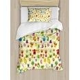 thumbnail image 1 of Kids Duvet Cover Set Twin Size, Drawings Different Cartoon Style Characters Cute Monsters Funny Animals and Mutants, Decorative 2 Piece Bedding Set with 1 Pillow Sham, Multicolor, by Ambesonne, 1 of 3