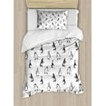 thumbnail image 1 of Kids Duvet Cover Set Twin Size, Skiing Penguins on Snowboards Winter Sports Themed Pattern Fun Animal Bird with Scarf, Decorative 2 Piece Bedding Set with 1 Pillow Sham, Black White, by Ambesonne, 1 of 3