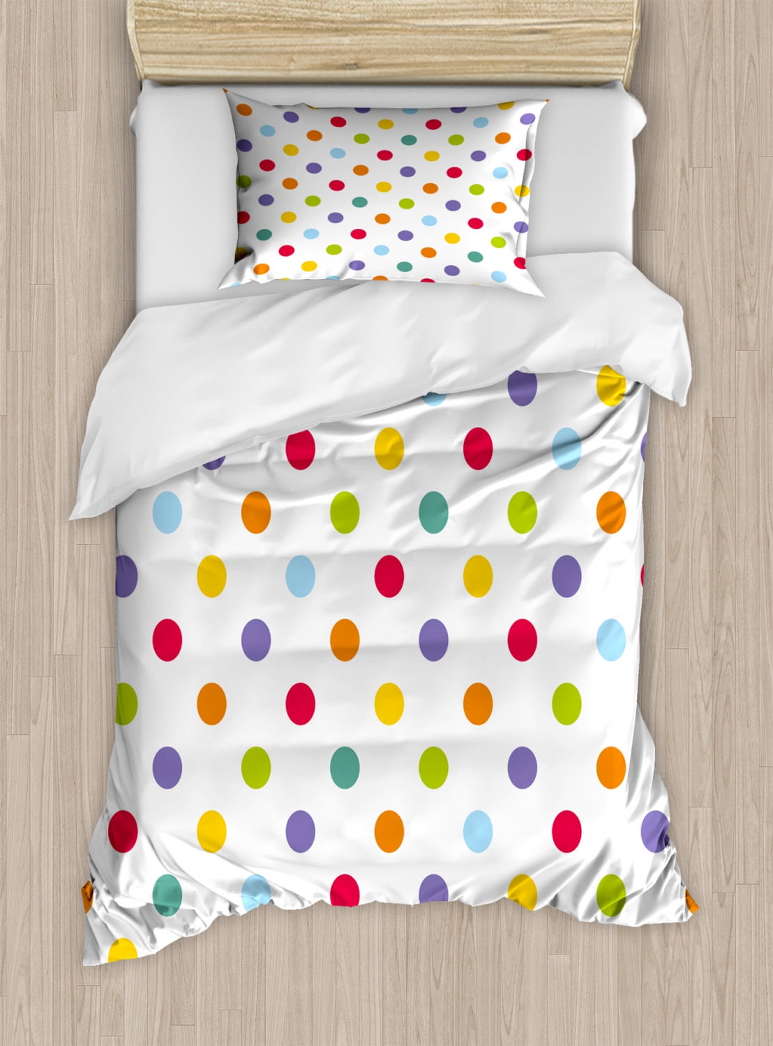 Twin Multicolor Polka Dots Microfiber Duvet Cover Set