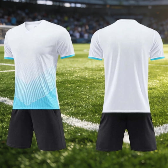Kids' Dynamic 5-15Y 2 Piece Training Set, Short Sleeve Soccer Top & Shorts, Casual Sport Outfit White 12-13 Years