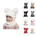 thumbnail image 1 of Kids Earflap Knit Hat Soft Warm Knit with Twin Pom Pom Design Soft Warm Ear Warmer Hat for Toddler Boys Girls Skiing School and Snow Play Kids Cold Weather Gear, 1 of 5