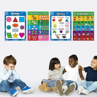 Kids Early Educational Posters for Toddlers Classroom Posters Playroom Decor Daycare Classroom Decor Preschool Home School Essentials Posters 4 Charts (Unframed)
