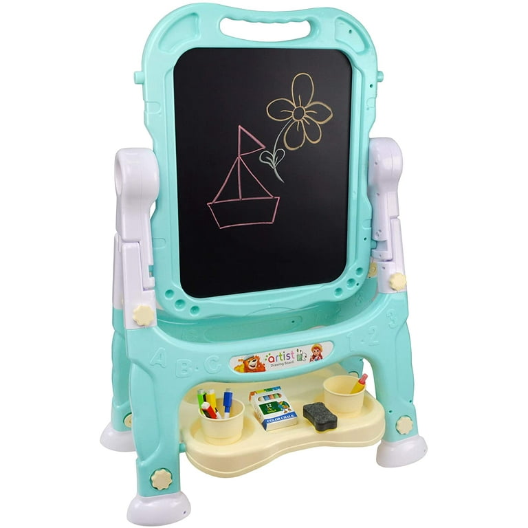 Kids Easel Double Sided Chalk Board and White Board - Drawing