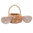 thumbnail image 1 of Kids Easter Basket, Plush Brown Bunny with Floppy Floral Ears, 1 of 3