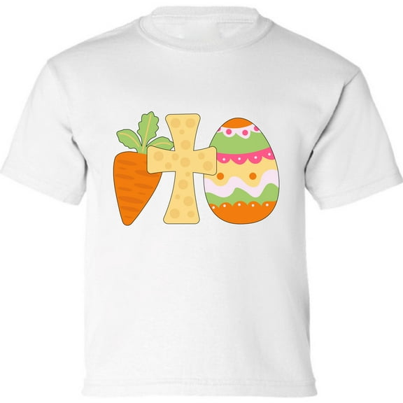 Kids Easter Carrot Cross Eggs Graphic Shirt - Happy Easter Day Toddler Tees for Kids - Outfit Toddler Boys Girls T-Shirt Gifts