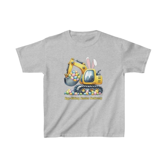 Kids Easter Egg Cavator T-shirt, Excavator Shirt, Childrens Graphic Tee