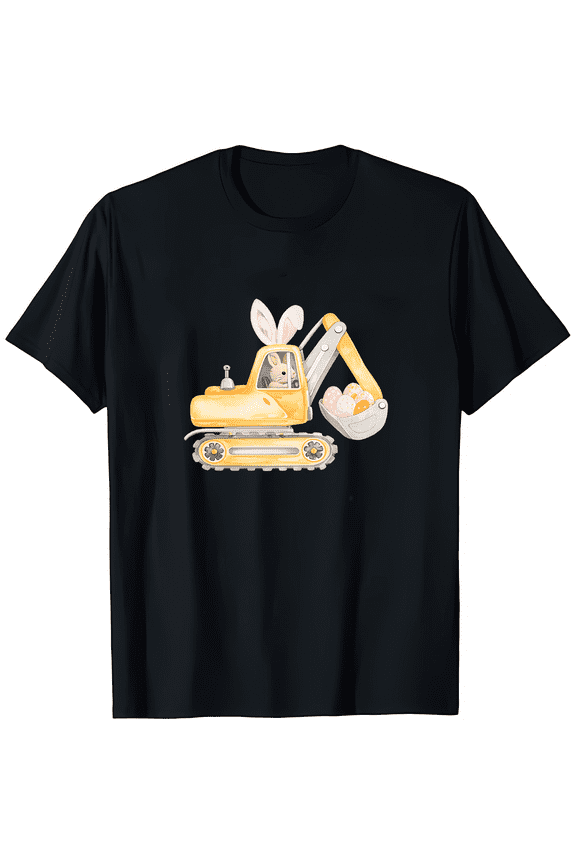 Kids Easter Excavator Bunny T-Shirt, Construction Egg Graphic Tee
