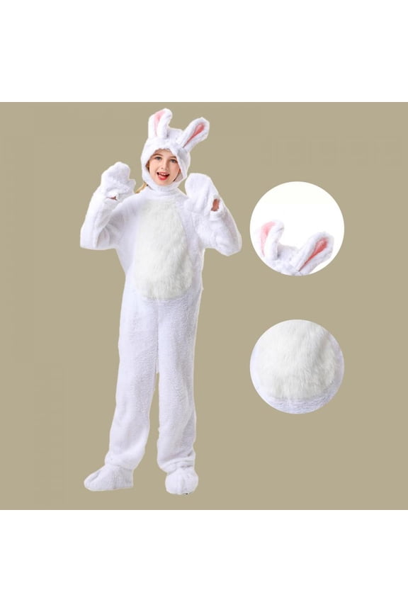 Kids Easter Outfits Sets 4 Piece Bunny One Piece Rabbit Animal Plush Set Onesie for Child Holiday Party Clothes White 150