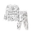 thumbnail image 1 of Kids Easter Pajamas Boys Girls Novelty Coloring Pajama Sets Diy Colorable Letter Tops And Pants Set 2 Piece Sets Valentines Halloween Fall Carnival Birthday Christmas Gifts 2-9Y #01 White,2Y, 1 of 2