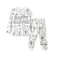 thumbnail image 1 of Kids Easter Pajamas Boys Girls Novelty Coloring Pajama Sets Diy Colorable Letter Tops And Pants Set 2 Piece Sets Valentines Halloween Fall Carnival Birthday Christmas Gifts 2-9Y #03 White,4Y, 1 of 2