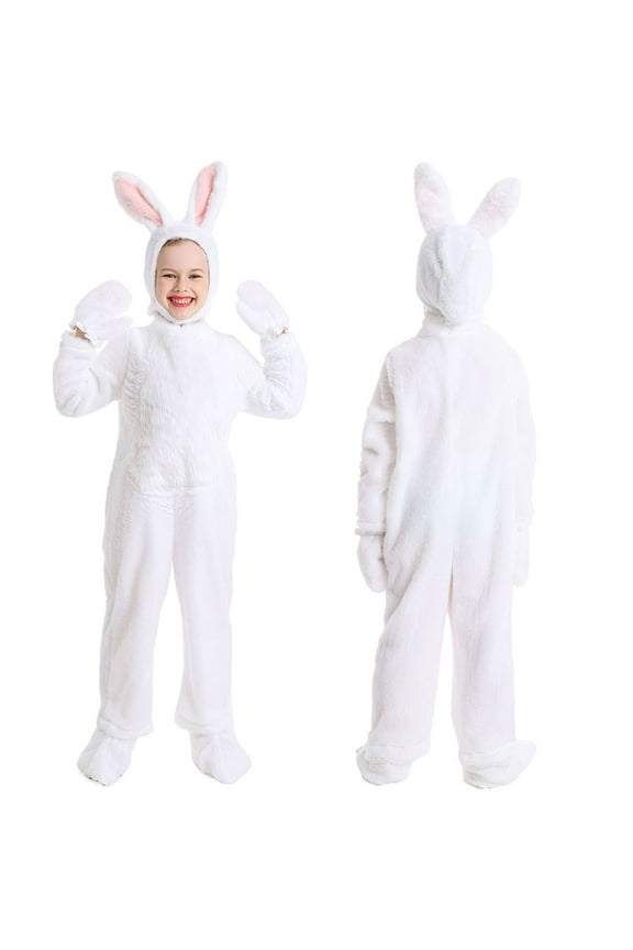 Kids Easter Rabbit Costume Bunny Animal Plush Set Christmas Halloween Cosplay Onesie, Size 8-9Y