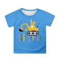 thumbnail image 1 of Kids Easter Shirt Cute Cartoon Eggs Excavator Graphic Tees Boys Girls Short Sleeve Casual Holiday Clothes 3-13 Years Sky Blue, 5-6 Years, 1 of 4