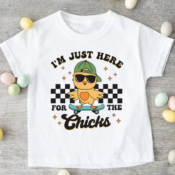 Kids Easter Shirt, I'M Just Here For The Chicks Easter Toddler Youth T Shirt, Retro Easter Shirt, Infant Easter Shirt TODDLER SHORT SLEEVE TEE BELLA CANVAS 3001T