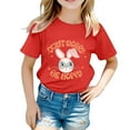 thumbnail image 1 of Kids Easter Shirts Girls Crew Neck Short Sleeve T Shirts Soft Bunny Easter's Day Clothes for Girls Size 10-11 Years,Red, 1 of 4