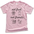thumbnail image 1 of Kids Eat Fruit Not Friends T-Shirt, Youth Kids Boy Girl T-Shirt, Cute Vegan Shirt, Funny Vegan T-shirt, Light Pink, Large, 1 of 4