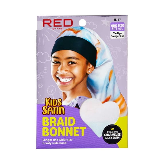 Red by Kiss Kids Edge Satin Braid Bonnet | Protective Sleep Cap – Multiple Styles