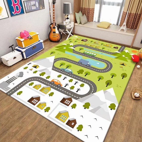 Kids Educational Game Crystal Velvet Mat - Soft Bedroom Side Crawling Rug, Cool-Isolating Stain-Resistant Easy-Care Pad