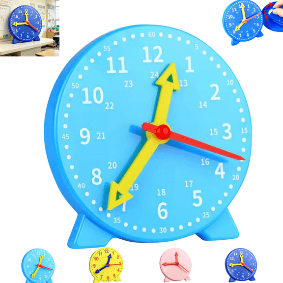 Kids Educational Learning Clock with Movable Hands, 12/24 Hour Time Teaching Clock Toy for Preschool Early Time Cognition, Classroom Home Learning Aid for Children