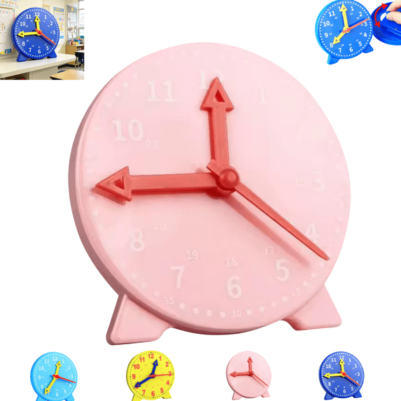 Kids Educational Learning Clock with Movable Hands, 12/24 Hour Time Teaching Clock Toy for Preschool Early Time Cognition, Classroom Home Learning Aid for Children