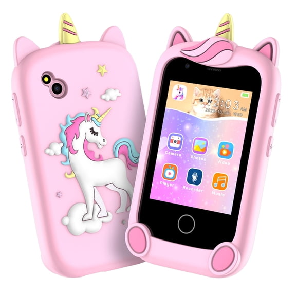 Kids Educational Learning Phone Toy, 2.8 Inch Toddler Pretend Play Mobile Phone with Music, Pink