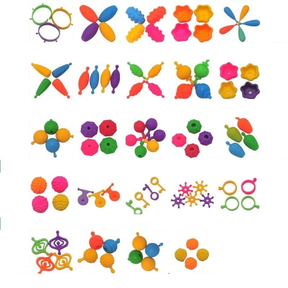 Kids Educational Toys Beads for Jewelry Making – Snap Beads with Perforations, Soft Rimless Design, Ages 3 to 8