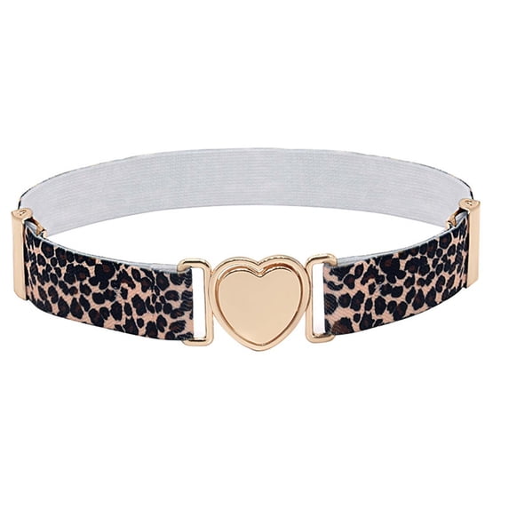 Kids Elastic Belt Heart Buckle Adjustable Stretch Waist Belt for Girls Boys – Casual Youth Belt for Dresses Skirts Pants Uniforms – Cute Childrens Stretchy Waistband A